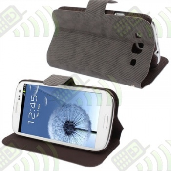 Funda Solapa con Soporte Samsung I9300 Galaxy S III Gris