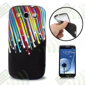 Funda TPU Samsung Galaxy S3 i9300 Negra con Estrellas