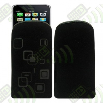 Funda Neopreno Negra Cuadrados 12,5x7cm iPhone 3G/N8/HTC...