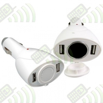 Adaptador 2 Puertos USB dual coche BLANCO