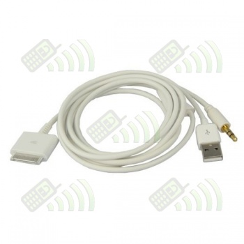 Cable dual carga y audio Iphone / Ipod / Ipad 1.2 m