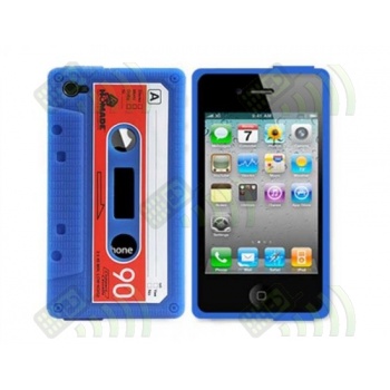 Funda Silicona Iphone 4 / 4S Cassette Azul