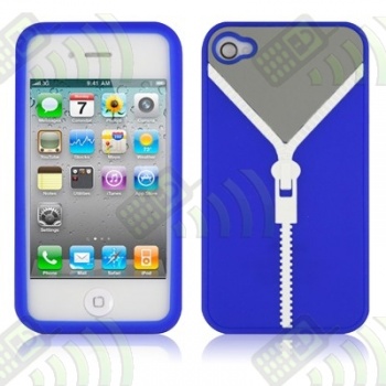 Funda Silicona Iphone 4 Jersey Cremallera Azul