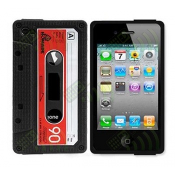 Funda Silicona Iphone 4 / 4S Cassette Negra