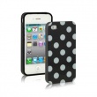 Funda Silicona Gel iPhone 4G/4S Negra Lunares