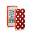 Funda Silicona Gel iPhone 4G/4S Roja Lunares