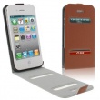 Funda Solapa iPhone 4G / 4S Marron Con Apertura