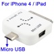 Cargador mini a micro USB y mini USB a iphone Blanco