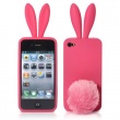 Funda Gel y Soporte iPhone 4 & 4S Conejito Rosa